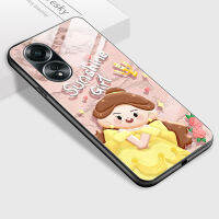 เคสพีพีพีเคส OPPO A58 4G สำหรับ Oppo A584g เจ้าหญิงสวยลายเบลล์ซินเดอเรลล่าเคสฝาหลังกระจกเทมเปอร์เคสมันวาวกันกระแทก