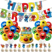 Sesame Street Latex Balloons Happy Birthday Banner Baby Shower Friend Party Decoration Cake Toppers Elmo Kids Globos Ballons Toy
