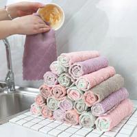 Hand Towel Soft Coral Fleece Dish Towel Rectangular Water Adsorbtion Dishcloth for Kitchen Dish Cloth  Towels