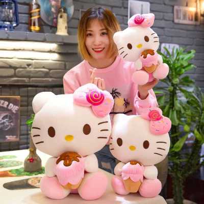 Hello Kitty Kawaii Plush Toys Dolls Ice Cream Soft Stuffed Pillow Anime Animal Decor Christmas Gift Plushies For Girl Gifts Kids