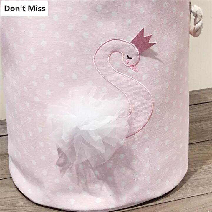 pink-color-folding-laundry-basket-for-dirty-clothes-cartoon-cat-swan-kid-toys-holder-basket-storage-bag-container-laundry-basket