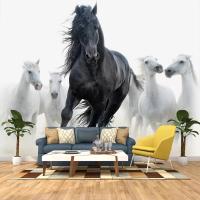 Custom 3D Photo Wallpaper Modern Art Black White Horse TV Background Wall Paper Mural Creative Living Room Bedroom Home Decor