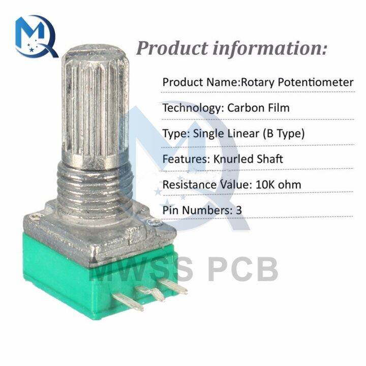 10PCS 6mm 3 Pin B10K 10K Ohm Rotary Potentiometer Single Linear 15mm ...