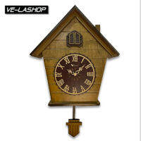 Velashop นาฬิกาแขวนผนังไม้แท้กุ๊กกู Cuckoo Wall Clock ตัวเรือนไม้แท้ ตัวเลขโรมัน ขนาดสูง 39 ซม ยาว 34.5ซม. หนา 13ซม. รุ่น V6610-BR-RM