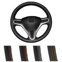 DIY Customized Car Steering Wheel Cover For Honda Fit 2009-2013 City Jazz Auto Artificial Leather Steering Wrap Steering Wheels Accessories