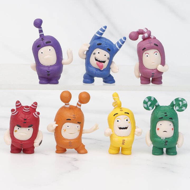 จัดส่งที่รวดเร็ว-oddbods-รูปของเล่นแอ็คชั่นของเล่นของขวัญสำหรับเด็กวันเกิดตกแต่ง7ชิ้นอะนิเมะแอ็คชั่น-oddbods