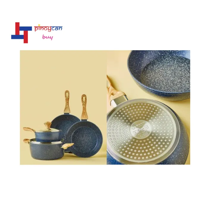 Noon East Premium Granite/Marble Coated Aluminium Cookware Set 6Pc