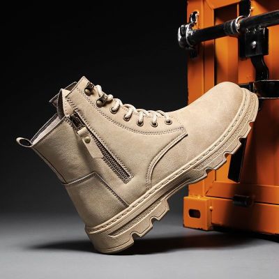 TOP☆Mens Martin Boots 2022 Winter New High top Breathable Korean Sports Shoes Mens Casual Work Boots British Fashion Short Boots