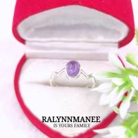 RA017 แหวนพลอยอเมทิสต์แท้ ( Amethyst ) ตัวเรือนเงินแท้ 925 ชุบทองคำขาว มีไซส์ 56 ไซส์อื่นมีค่าแก้ไซส์ 150 บาท