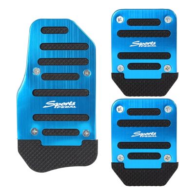 3Pcs Fuel Gas Accelerator Pedal Brake Pedal Clutch Pad Cover Foot Pedals Non-Slip for MT Manual Transmission Car Blue