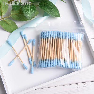 ✸▩ 100Pcs Disposable Cotton Swab Earpick Ear Cleaner Applicator Bamboo Handle Removing Tools Micro Brushes Wood Buds Swabs