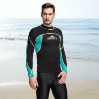 [COD] 2mm warm sunscreen wetsuit mens snorkeling suit jacket T-shirt surfing and cold winter swimming split swimsuit