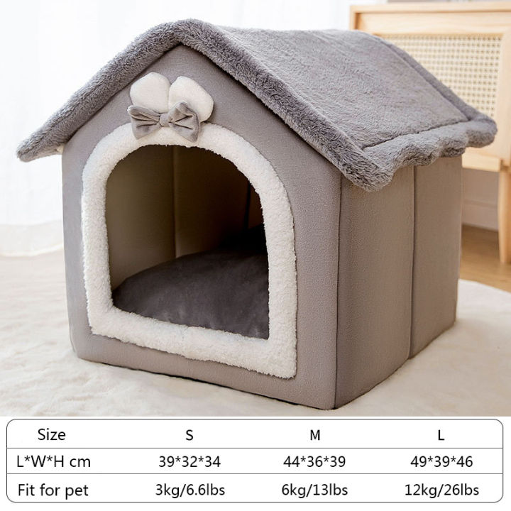 2021Dog House Kennel Soft Pet Bed Small Cat Tent Indoor Enclosed Warm Plush Sleeping Nest Basket with Removable Cushion Pet Supplies