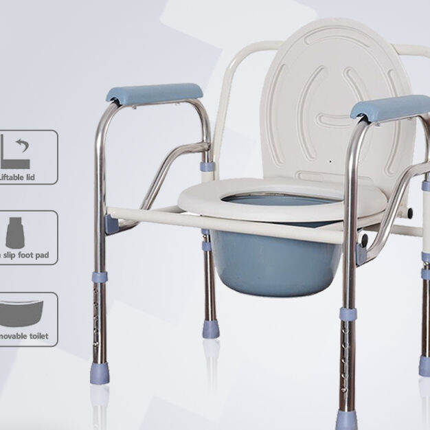 Siam bedpan Folding Bedside Commode Chair-Stainless Steel Elderly ...