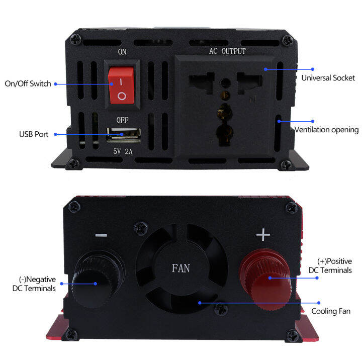 ตัวแปลงพลังงานแสงอาทิตย์ในรถเครื่องแปลงไฟ2000w-dc-12v-24v-เป็น-ac-110v-220v-จอแสดงผลแอลอีดีเครื่องแปลงกระแสไฟฟ้ากับโซล่าเซลล์อินเวอร์เตอร์ปรับคลื่นไซน์สำหรับรถยนต์-อุปกรณ์ตั้งแคมป์ที่มีการป้องกันการโอ