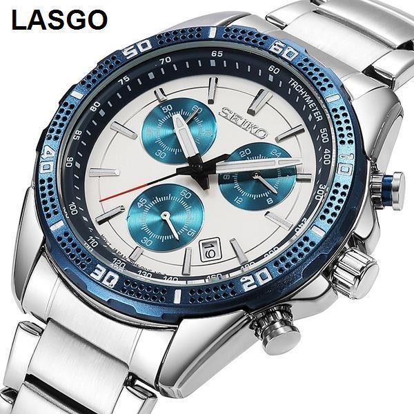 LASGO 2022 New Seiko Men's Automatic Watch Japan Stainless Steel Blue ...