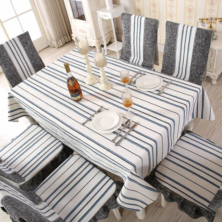 Cotton Linen Dining Table Cloth Chair Cover Cushion Set Modern