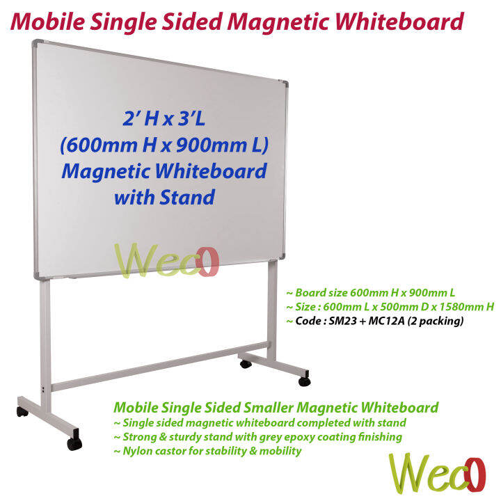 White board with Stand /Papan Putih Beroda 2' x 3' Lazada