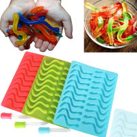 20 Cavity ซิลิโคน Gummy Snake Worms ช็อกโกแลตแม่พิมพ์ลูกอมน้ำตาลเยลลี่แม่พิมพ์ Ice Tube ถาดแม่พิมพ์เครื่องมือตกแต่งเค้ก-Caidour