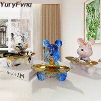 YuryFvna Graffiti Bear Figurine Home Decoration Animal Statue Keys Storage Shelf Modern Room Sculpture Table Decor Statues