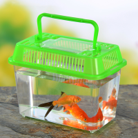 4Pcs Mini แบบพกพาถังปลาพลาสติก Breeding Handheld Aquarium ปีนเขา Feeding คอนเทนเนอร์สัตว์เลื้อยคลาน15x9.511cm