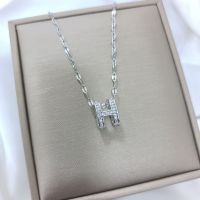 [COD] H letter diamond clavicle necklace womens trendy niche design personality net red chain