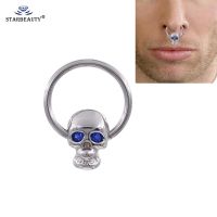 Trendy Wildless Skull Pendant Nose Ring Vintage Rhinestone Stainless Steel Nose Hoop Ring For Women Femme Jewelry Bijoux Body jewellery