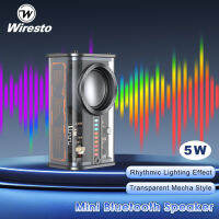 Wiresto ลำโพงบลูทูธไร้สายเมชาใส360 ° เสียงซับวูฟเฟอร์ลำโพง5.0บลูทูธพร้อมจังหวะผลกระทบแสงลำโพงขนาดเล็กสำหรับการเดินทางชายหาดปาร์ตี้