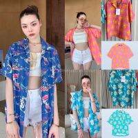 “CAMLLA RUFFLE &amp; JACQ SHIRT”???‍♀️?(370฿ฟรีส่ง) เสื้อเชิ้ตแขนสั้น ลายSummer ทะเล สีสันสดใสน่ารัก พิม์ลายดอกไม้ลายการ์ตูน