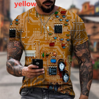 2023 NEW Hot Selling Cpu Short Sleeved T-shirt with 3d Motherboard Pattern, Funny Style, Color Blocks, Suitable for Both Men And Women. fashion t-shirt