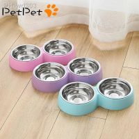 Double Pet Food Bowl Stainless Steel Drinkware Pet Drinking Food Dog Food Puppy Feeding Supplies Kitten Food Water Accessories