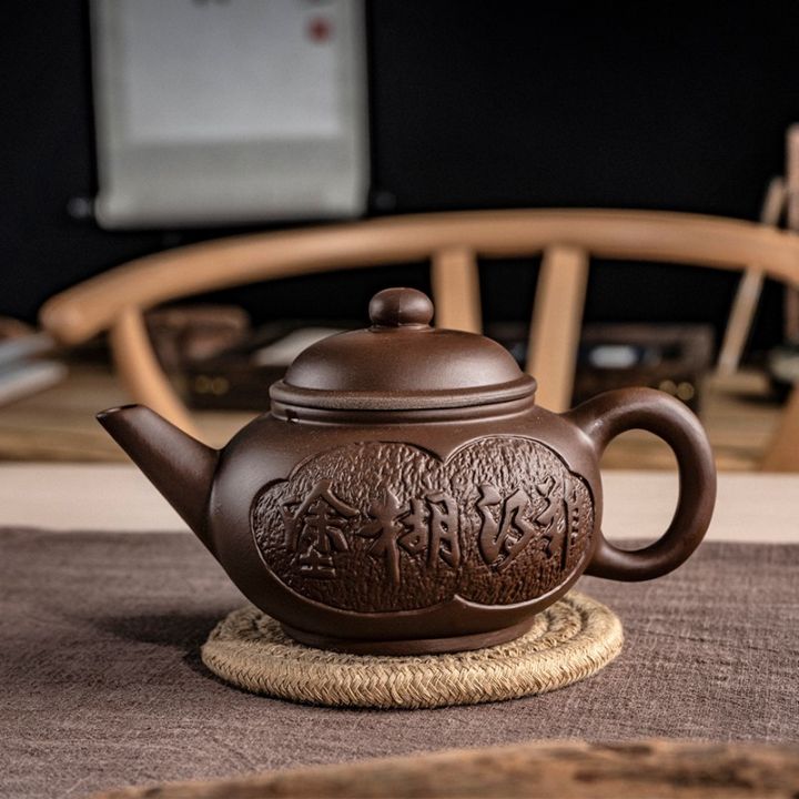 ready-stock-kung-fu-tea-set-yixing-กาน้ำชา-กาน้ำชากังฟูทรายสีม่วงในครัวเรือน-ชาดำแร่ดิบความจุขนาดใหญ่กาน้ำชาขนาดใหญ่กาน้ำชาทำด้วยมือ