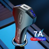 【 Hot 】7A QC3.0 Car Charger สำหรับ iPhone Samsung USB Type C ชาร์จโทรศัพท์มือถือชาร์จอะแดปเตอร์ปลั๊ก