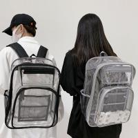 PVC Unisex Waterproof Transparent School Bag Girl Large Capacity Backpack Solid Clear Backpack