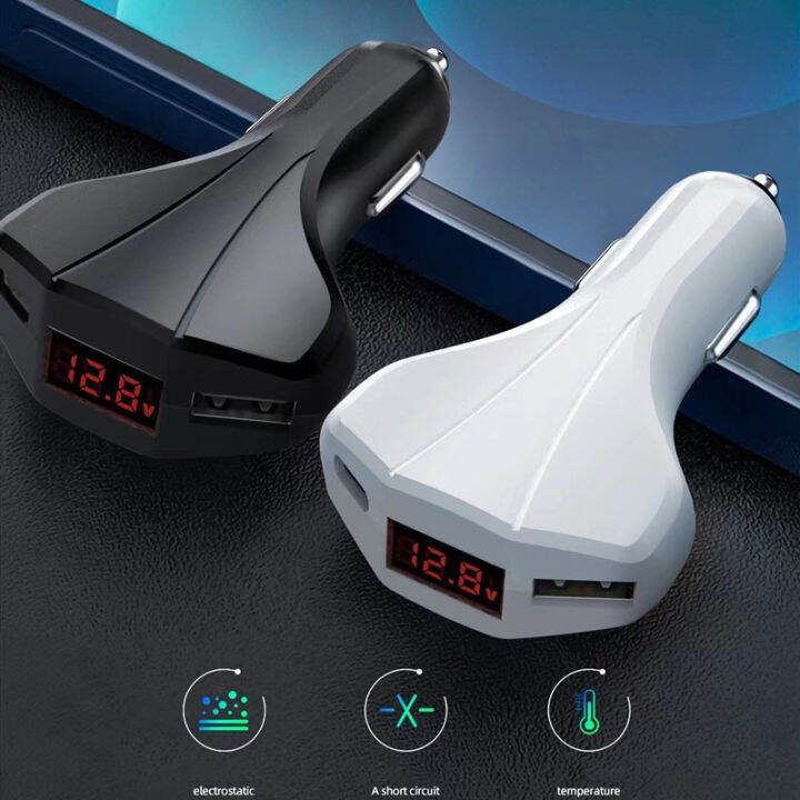 pd-usb-type-c-car-charger-fast-charger-quick-charge-3-0สำหรับ-13-samsung-a13-xiaomi-dual-usb-moible-phone-charger