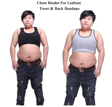 Lesbian Les FTM Crop Vest Tomboy Tank Top Breast Chest Binder Bandage Black  028 Asian Sizing Fashion