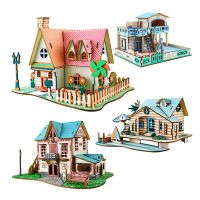 Building House Model Toy  2MM Thick Wooden Master Laser Cutting Process Bright Color Tool