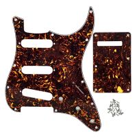 ชุดฟลีร์11หลุม ST Pickguard กีตาร์แผ่น4Ply &amp; ด้านหลังและสกรูชิ้นส่วนสำหรับกีตาร์ไฟฟ้าเปลือกเต่าสีน้ำตาล