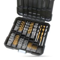 130 Pcs Drill Bit Set Titanium-Coated HSS Steel Bits Masonry Drill Power Tool Accessories for Metal Plastic Woodworking