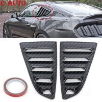 Car Side Window Scoop Five Slot Open Louvers Cover Carbon Fiber Look Style 1/4 Quarter For Ford Mustang 2015 2016 2017-2020