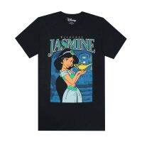 Cartoon Aladdin Princess Jasmine Genie and Jafar graphic cotton O-neck T-shirt for men