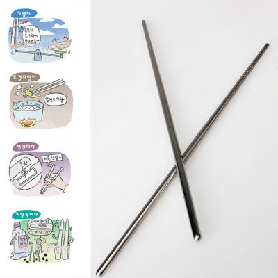 1 Pair Non-slip Stainless Steel Chopsticks Environmental Chopstick Tableware Silver Color