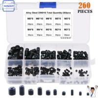 NEILTAYLORHL M3/4/5/6/8 ชุดสกรูสกรู สีดำสีดำ 10ขนาด Hex grub screw Assortment KIT พร้อมกล่องเก็บของ เหล็กกล้าคาร์บอนเกรด12.9 ไดรฟ์ HEX ภายใน ตกแต่งด้วยไม้ตกแต่ง