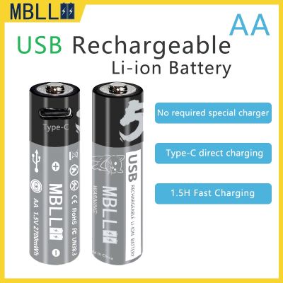 [สินค้าใหม่]MBLL AA 1.5V USB Rechargeable Battery (ถ่านชาร์จ USB AA 1.5V 2700mWh)ราคาต่อ1ก้อน แถมสายชาร์จ[ลด 50 % ]