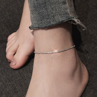 Thin Stamped Minimalist Silver Plated Shiny Chains Anklet For Women Girls Friend Foot Jewelry Leg Barefoot Bracelet Accessories