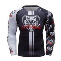 【อเนกประสงค์】ผู้ชายแฟชั่น3D งูพิมพ์ Raglan การบีบอัดเสื้อ MMA ชายออกกำลังกายแบรนด์เสื้อผ้าเครื่องแต่งกายคอสเพลย์ท็อปส์เพาะกายเสื้อ T