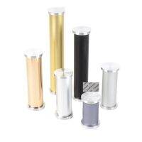 4Pcs Round Aluminum Stem Support Feet With Double End Glass Disc Adapter TV Cabinet Bar Table Top Sanding Black Shiny Gold Grey