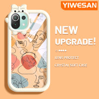 YIWESAN เคสสำหรับ Xiaomi 11 Lite 5G 11 Lite 5G Ne,เคสแฟชั่นแบรนด์ที่สวยงามศิลปะภาพวาดลวดลายสุดสร้างสรรค์ขอบนุ่มโปร่งใสเป็นเคสกันกระแทกเคสซิลิโคนเนื้อนิ่มหนาทนทานต่อการตก