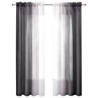 Black Shadow Sheer Curtains 52 x 96 Inch 2 Panels White and Black Gradient Curtains Textured Semi Sheer Voile Curtains