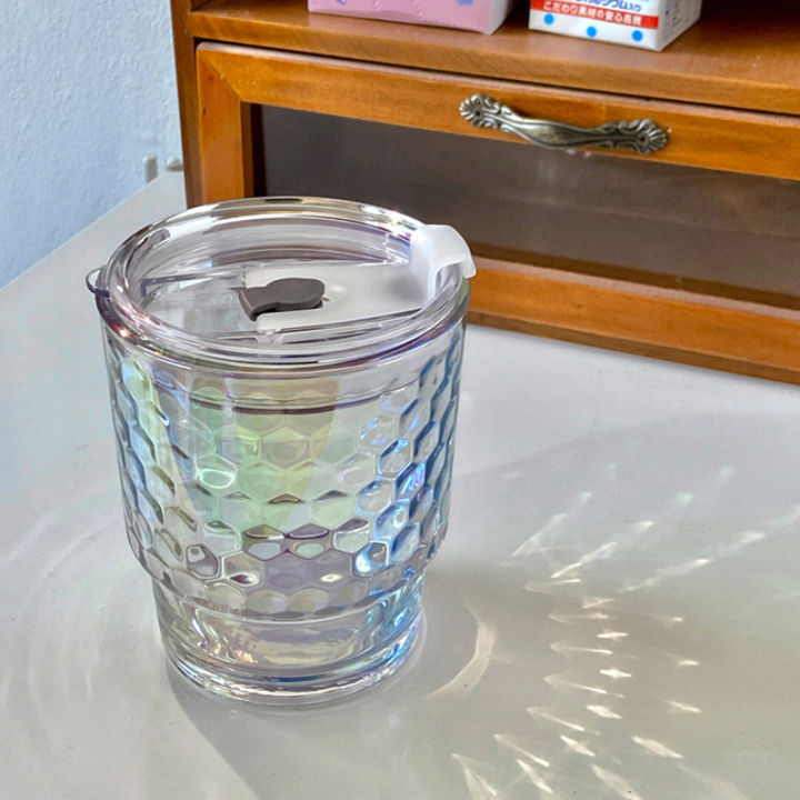 แก้วน้ำ-แก้วกาแฟ-แก้วใส่น้ำ-แก้วใส่กาแฟ-พร้อมหลอดแก้ว-ฝาปิด-ขนาด-400ml-แก้วใส-ถ้วยกาแฟ-j014